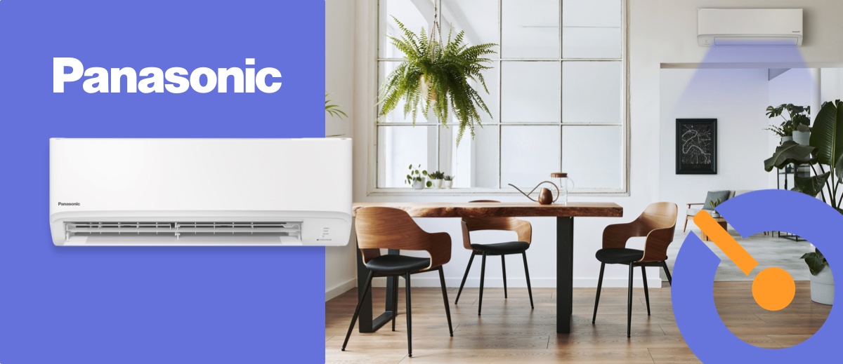 Couple on sofa with Breezi airconditioning by Panasonic